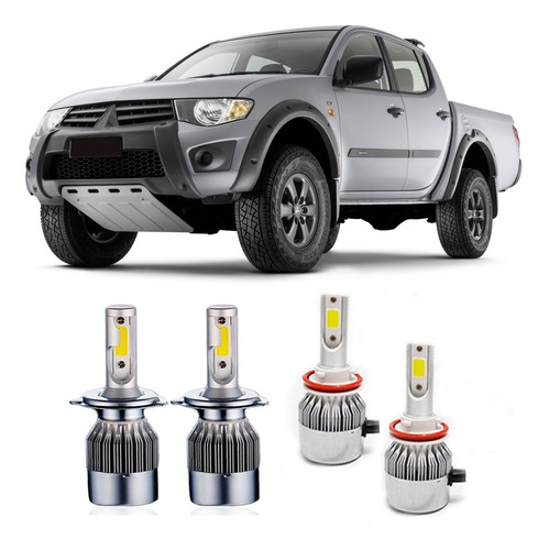 Kit Super Led L200 Triton 2010 2011 2012 Farol E Milha 6000k