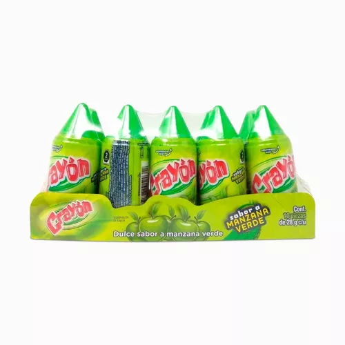 Candy Crayon Green Apple, Manzana Verde, 28g Dulce Sabor A Manzana Verde Fun Green Candy Crayon (Pack of 10)