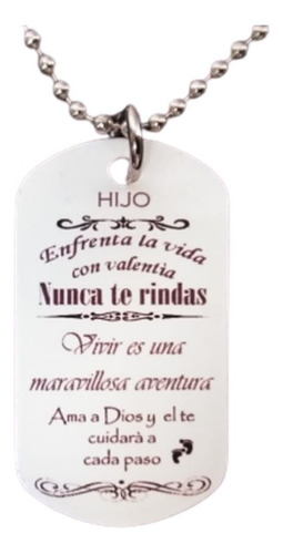 Imagen 1 de 3 de Dije Tipo Placa Para Mi Hijo (con Cadena Y Caja Para Regalo)