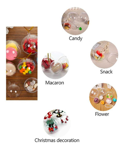 Esferas Bolas Transparentes Rellenables Plastico 5cm 24 Pzs