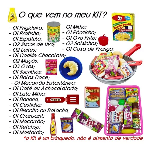 Kit Cozinha Infantil com Frigideira, Ovo e Salsicha - 7 Peças - Jogo de  Panelinhas e Comidinhas