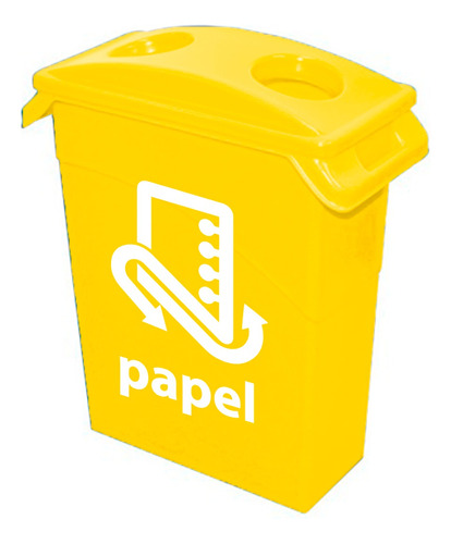 Bote De Basura 45 Litros Color Amarillo Reciclar Papel 