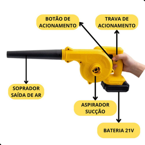 Bomder Bom-9709 Soprador De Folhas Com 2 Bateria 21v Aspirad