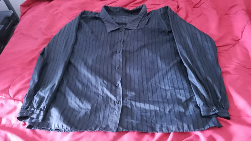 Camisa Verde Oscuro Rayada Manga Larga De Dama Talle Xxl