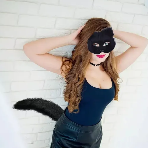 Set De Mascarillas De Gato Peludo Para Mujer