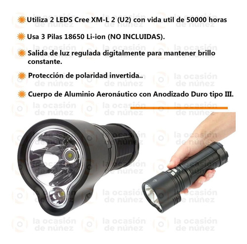 Imagen 3 de 8 de Linterna Fenix Led Profesional 1800 Lumens 425 Mts