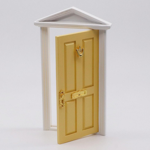 1:12 Puerta Multiusos De Madera Para Casas De Amarillo