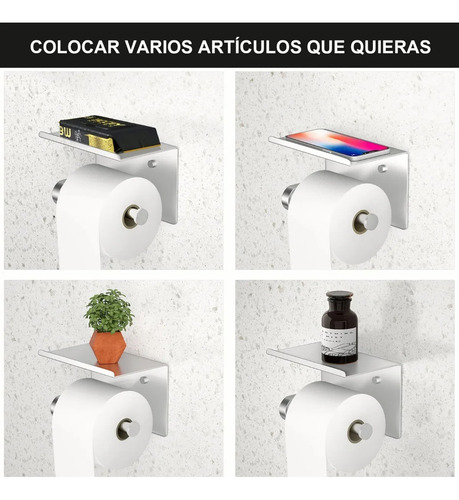 Portarrollos Con Estante De Acero Inoxidable Con 2 Ganchos