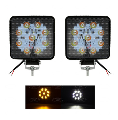 Par Faro 9 Led Bicolor Fijo Estrobo 12/24v