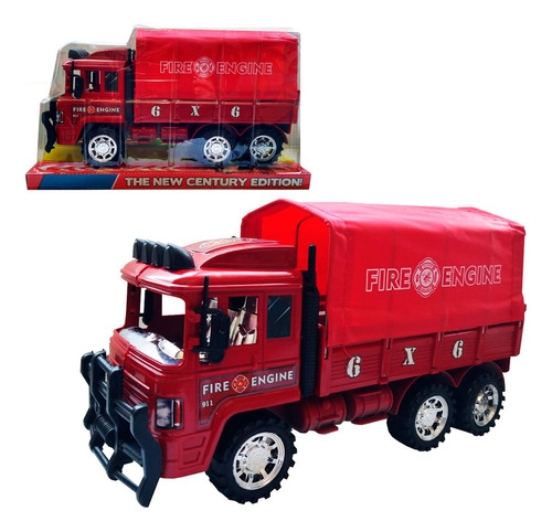 Juguete Vehiculo De Friccion Camion De Bomberos Para Niños Color Rojo