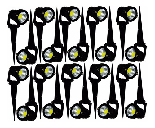 Kit 20 Luminária Espeto Jardim Cob Led 3w Branco Quente