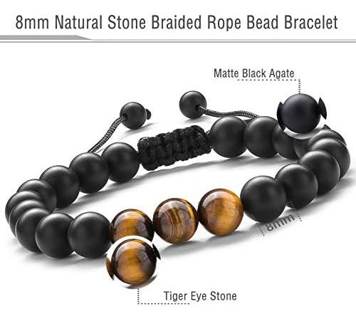 Hamoery Hombres Mujeres 0.315 In Mate Ojo De Tigre Pulsera D