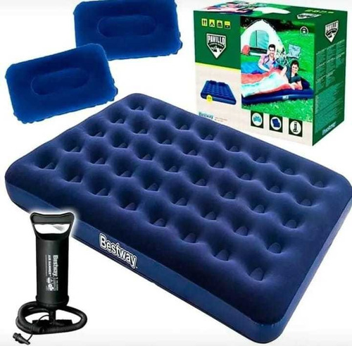 Colchón Inflable Doble Bestway + 2 Almohadas + Inflador