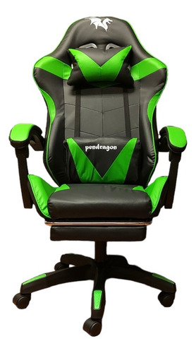 Silla Gamer 730-5 Verde Reclinable 135° Reposapies Ajustab