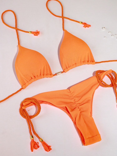 Conjunto De Bikini Brillante, Traje De Baño, Traje De Baño P