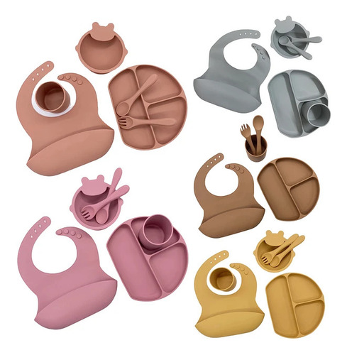 Set De Alimentación Silicona Dividida Con Ventosa Bebés 6pc