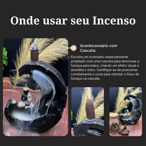 Incenso Cone Goloka - Efeito Cascata Fragrância Variadas Fragrância PALO SANTO