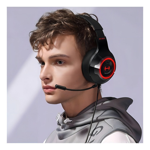 Headset Gamer Edifier Hecate G33 Rgb Usb Preto E Vermelho Cor Única
