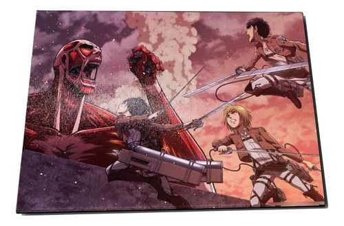 Placa Shingeki No Kyojin Attack On Titan Eren Mikasa Armin Cor Marrom