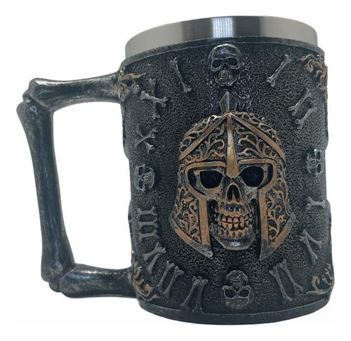 Caneca 3d Gladiador Romano Caveira Apocalipse Medieval Cor Prateado Guerr