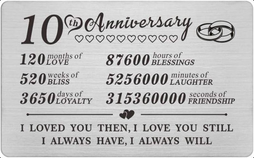 Degasken 10 Años 10.º Aniversario Boda Tarjeta Tipo Regalos