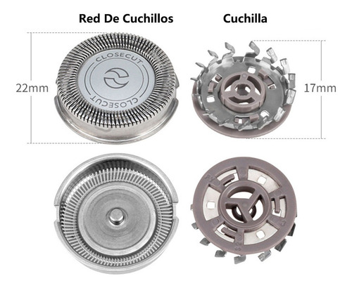 Cabezal De Repuesto De Acero Para Afeitadora Philips 3 Pzs