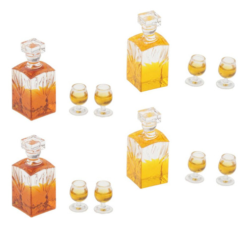 4 Piezas Botellas De En Miniatura Y Copas Para Casas De A