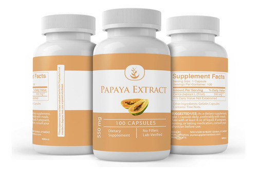 Ingredientes Originais Puros Extrato De Mamão, (100 Cápsulas