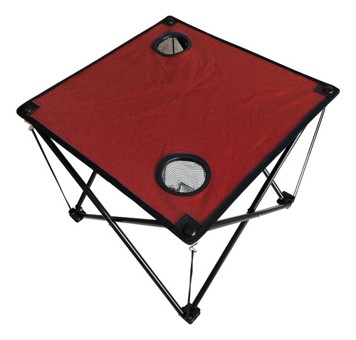 Imagen 6 de 10 de Mesa De Tela Plegable Con Portavasos Con Funda Roja Iael