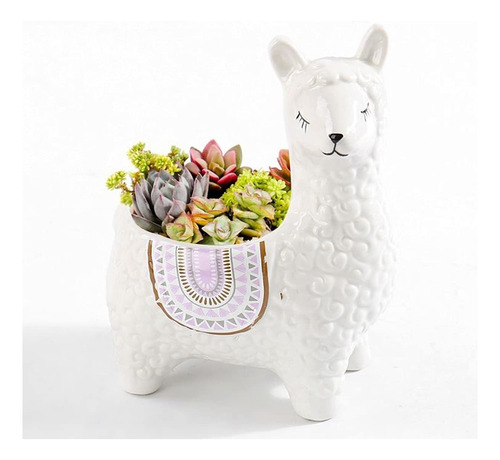 Macetas De Alpaca Para Suculentas De Animales, 6 Blancas