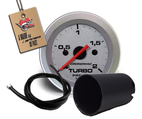 Imagem 1 de 4 de Pressão Turbo Cronomac  Racing 52mm Manômetro 2k + Copo+ Kit