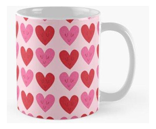 Taza Happy Hearts Faces Valentine's Day - Patrón Kawaii Para