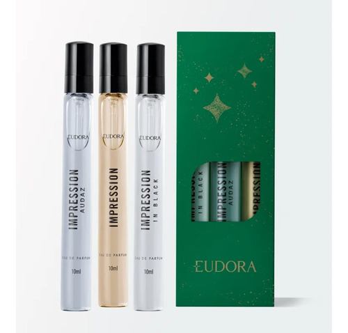 Eudora Kit Impression Presente Eau De Parfum 10ml 3 Itens Perfume De Bolso Viagem Perfumes Miniaturas