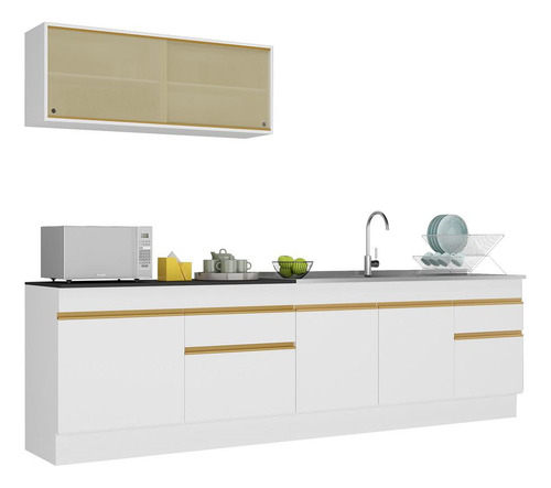 Cozinha Compacta Com Rodapé Veneza Multimóveis Mp2112 Branca Cor Branco