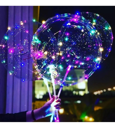 Imagen 4 de 4 de Globo Silicona Grande C/luz Multicolor + Soporte - A Pila