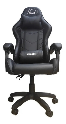 Silla de escritorio Kraken 1002 gamer ergonómica  negra con tapizado de piel sintética y cuero sintético