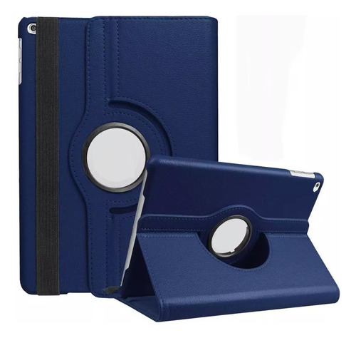 Kit Cristal Templado + Funda Giratoria Para iPad 5ta Y 6ta Color Azul Marino