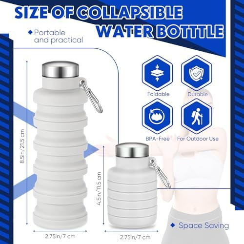 1 Botella De Agua Plegable De 17 Oz Para Viajes, 16.9 Fl Oz,