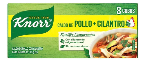 Caldo Knorr De Pollo Cilantro 8 Cubos De 10.5g