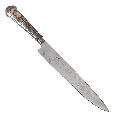 Cuchillo Criollo De 20 Cms De Hoja Con Cabo De Plata Y Oro