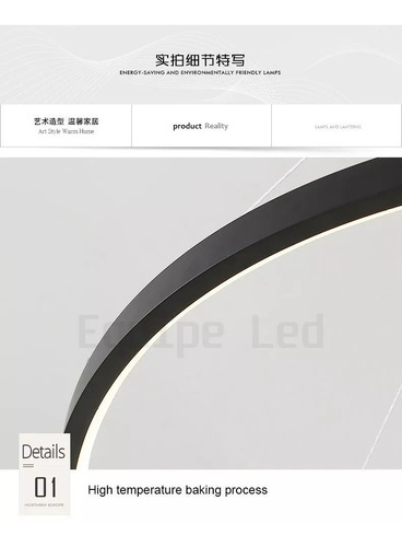 Lustre Pendente Preto 4 Anéis Pe Direito Duplo Led Sala Full 127/220V