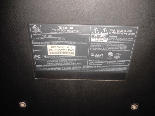 Imagen 6 de 10 de Repuestos De Tv Toshiba Modelo 40ft2u1