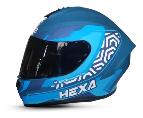 Casco Integral Edge Frankie Hexa Con Certificado Dot Motos Color Azul Tamaño del casco M