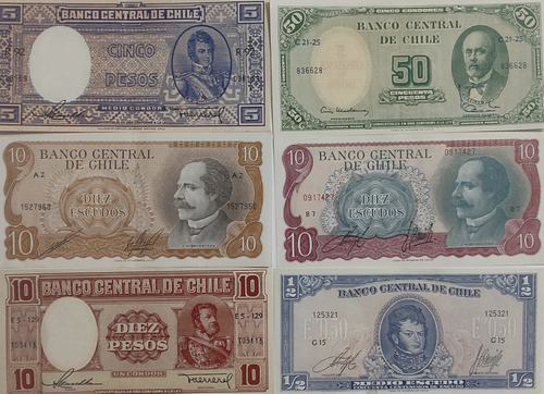 6 Billetes Chile Diferentes Casi Un.(bb133