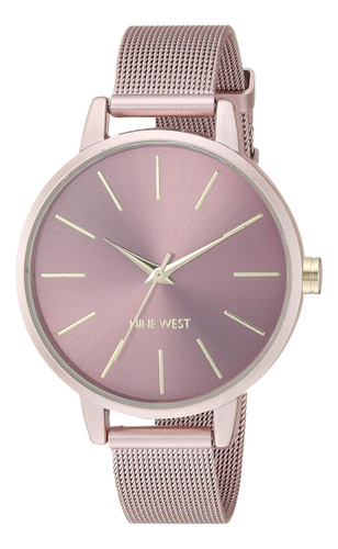 Reloj Nine West Nw/2280pkpk Para Mujer Con Correa De Malla R