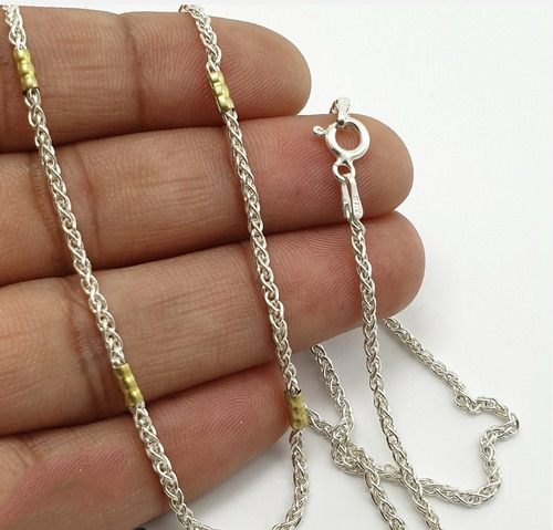 Cadena Espiga De Plata 925 Con Apliques De Oro 18 K.