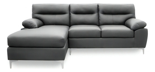 Sala De Piel - Isabela - Esquinera - Sofa Y Chaise Izquierdo Color Gris Oxford