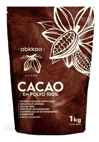 Cacao En Polvo 100% Puro Abkkao 1 Kg