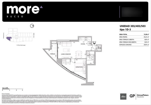 Imagen 7 de 7 de Apartamento Buceo 1 Dormitorio A Estrenar More Buceo Cw185619