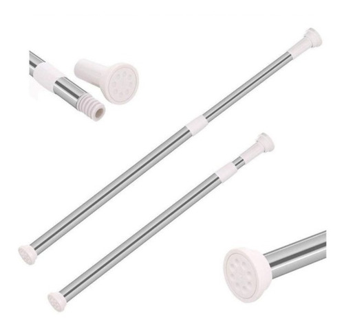 Imagen 2 de 10 de Barral Acero Inox Para Cortina Baño Extens. 1.10 A 2 Mts
